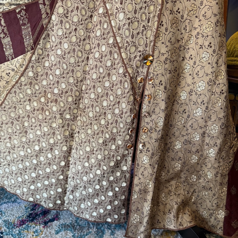 Anthropologie Burning Torch Recycled Vintage Indian Saris Patchwork Maxi Skirt - Picture 2 of 11